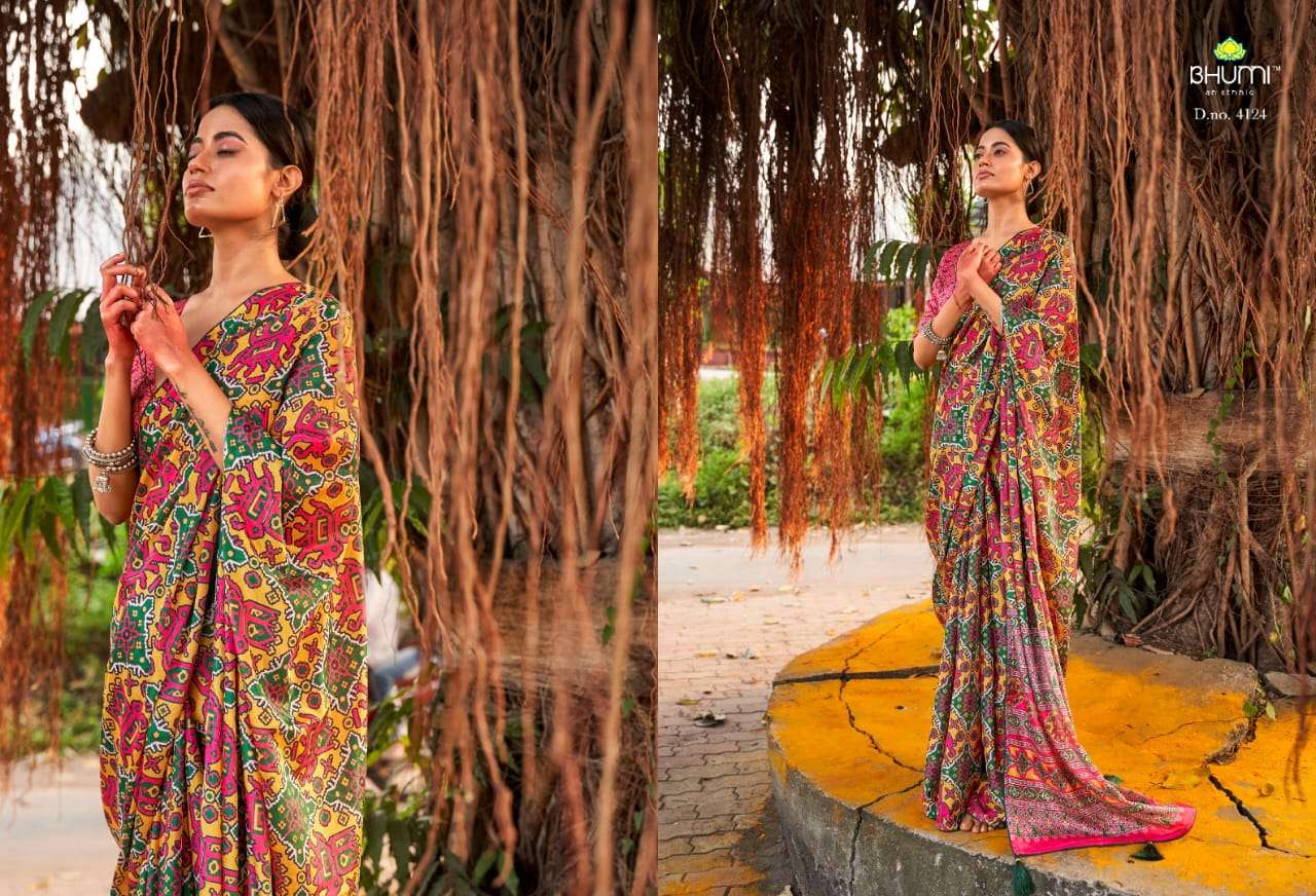 BHUMI PRESENTS ZEEVA VOL-3 FANCY CHINON PATOLA SAREES CATALOG WHOLESALER AND EXPORTER IN SURAT
