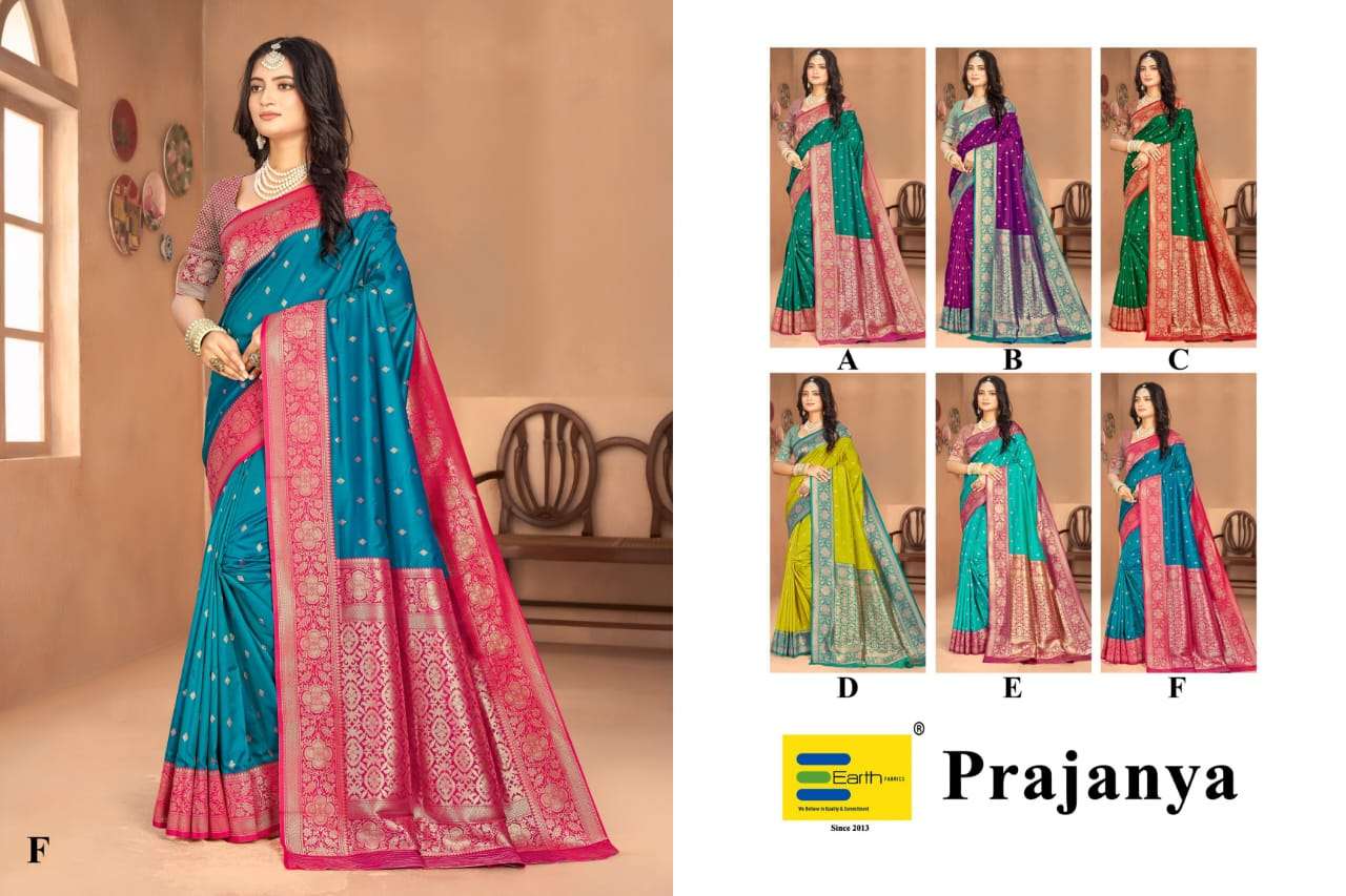 EARTH  FABRICS PRAJANYA  PRESENTS FANCY SOFT SILK SAREES CATALOG WHOLESALER AND EXPORTER IN SURAT