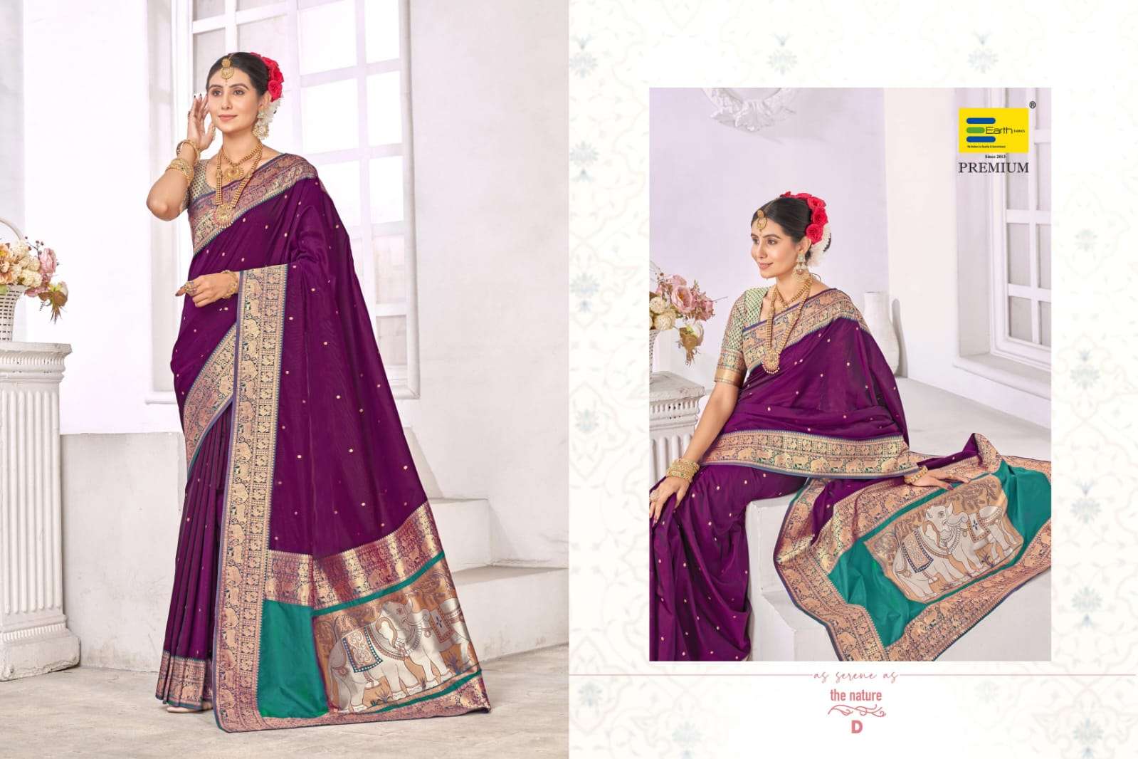 EARTH FABRICS PRESENTS AAMODINI SILK FANCY SOFT SILK SAREES CATALOG WHOLESALER AND EXPORTER IN SURAT