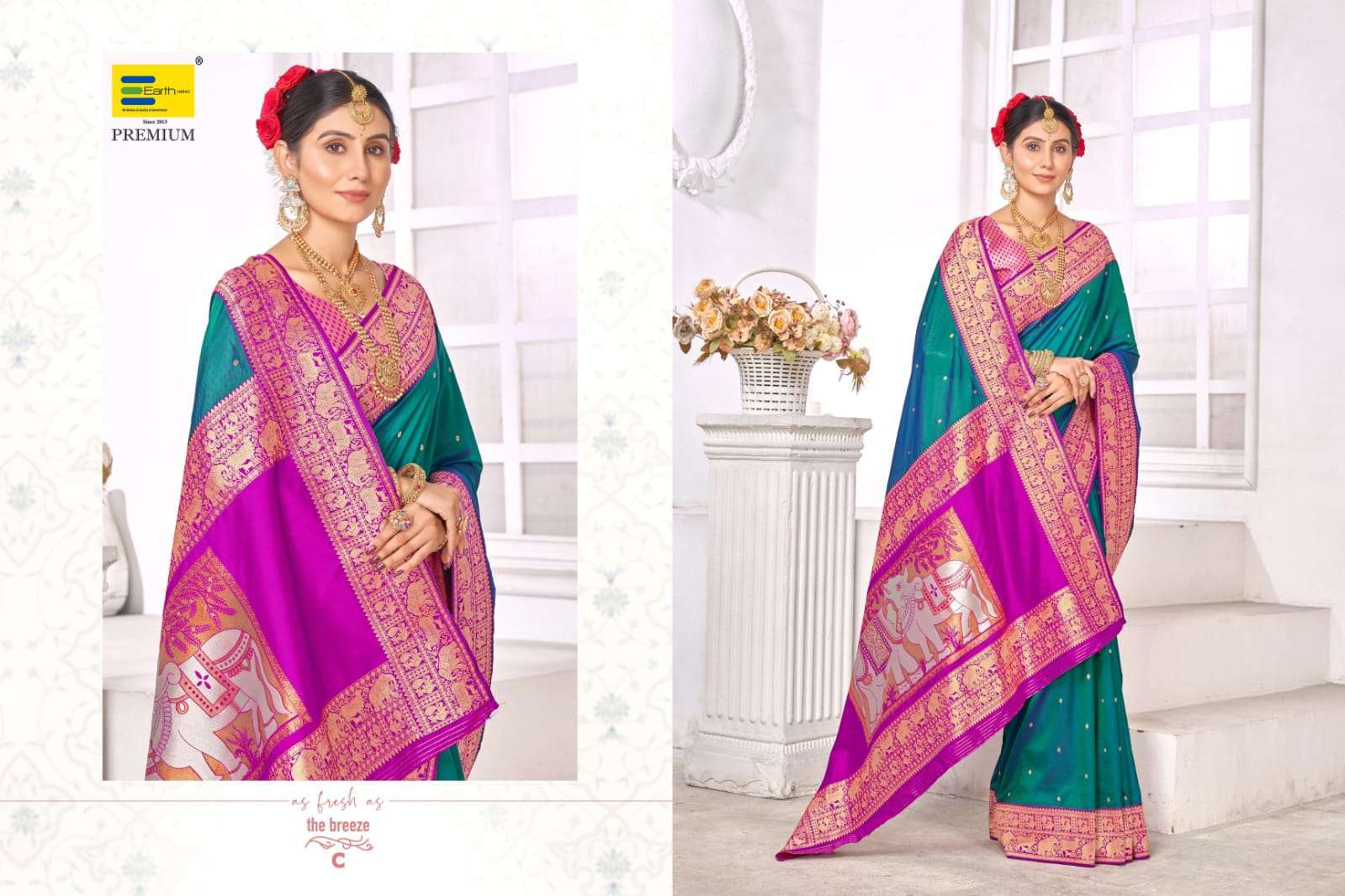 EARTH FABRICS PRESENTS AAMODINI SILK FANCY SOFT SILK SAREES CATALOG WHOLESALER AND EXPORTER IN SURAT