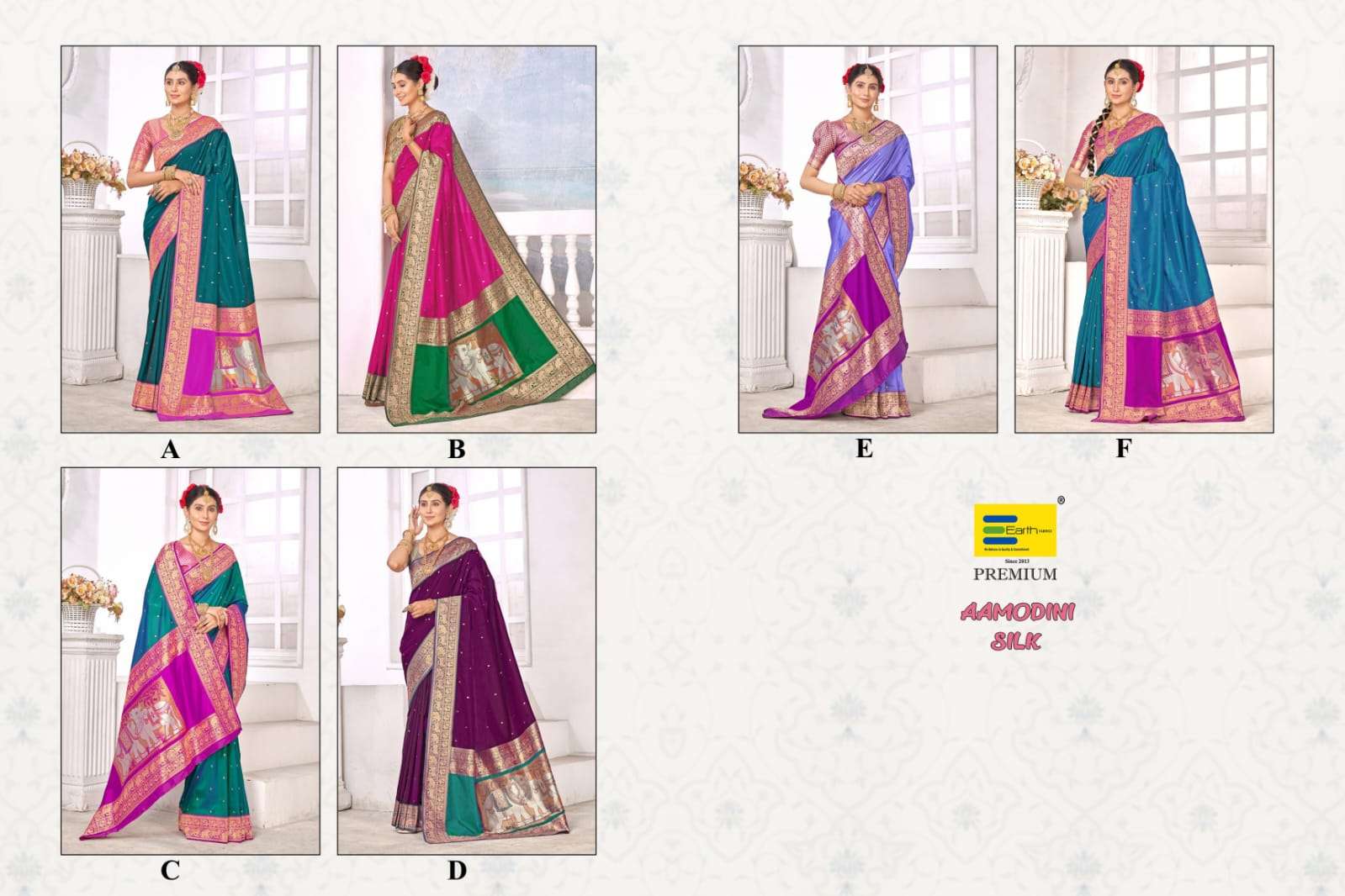EARTH FABRICS PRESENTS AAMODINI SILK FANCY SOFT SILK SAREES CATALOG WHOLESALER AND EXPORTER IN SURAT