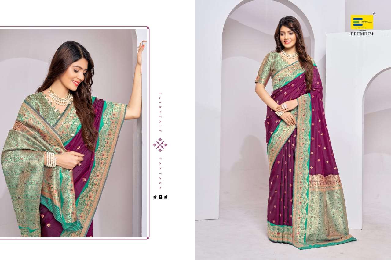 EARTH FABRICS PRESENTS ABHIRATHI SILK FANCY SOFT SILK SAREES CATALOG WHOLESALER AND EXPORTER IN SURAT