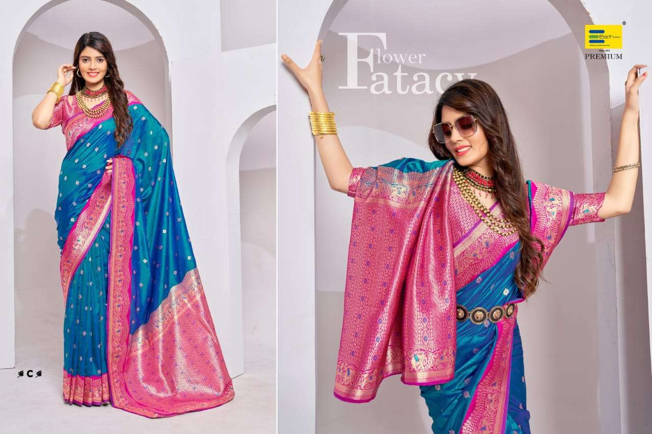 EARTH FABRICS PRESENTS ABHIRATHI SILK FANCY SOFT SILK SAREES CATALOG WHOLESALER AND EXPORTER IN SURAT