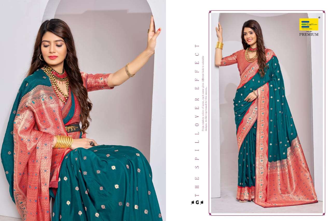 EARTH FABRICS PRESENTS ABHIRATHI SILK FANCY SOFT SILK SAREES CATALOG WHOLESALER AND EXPORTER IN SURAT