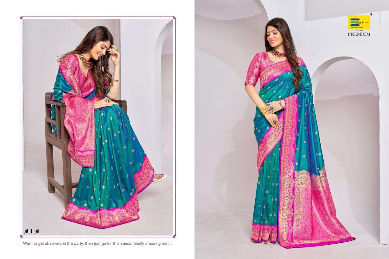 EARTH FABRICS PRESENTS ABHIRATHI SILK FANCY SOFT SILK SAREES CATALOG WHOLESALER AND EXPORTER IN SURAT