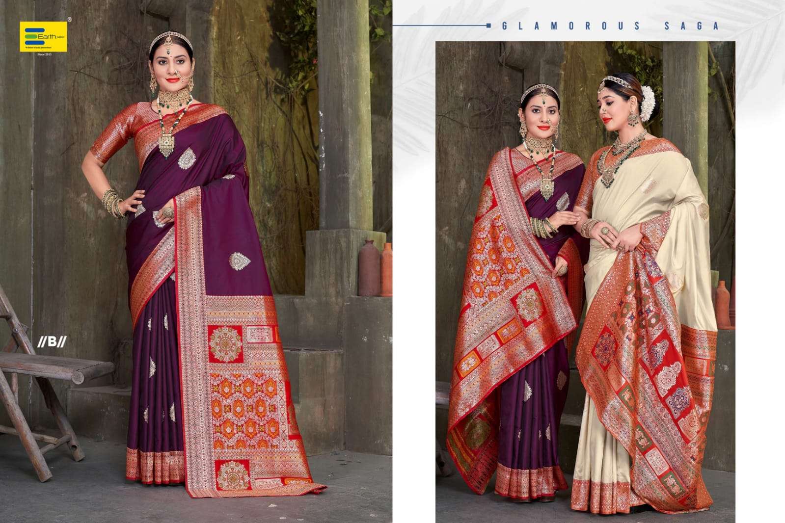 EARTH FABRICS PRESENTS BOMKAI FANCY SOFT SILK SAREES CATALOG WHOLESALER AND EXPORTER IN SURAT