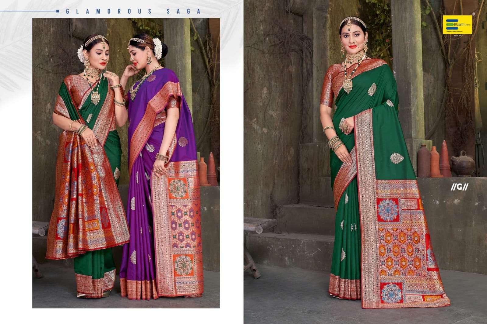 EARTH FABRICS PRESENTS BOMKAI FANCY SOFT SILK SAREES CATALOG WHOLESALER AND EXPORTER IN SURAT
