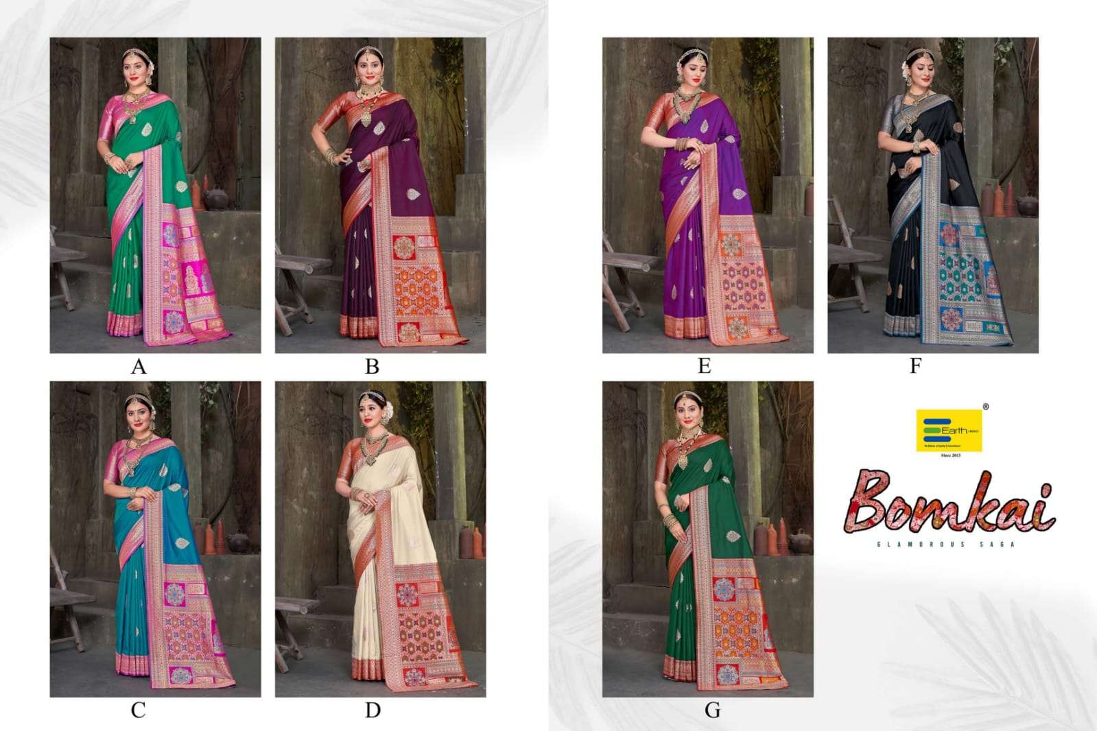 EARTH FABRICS PRESENTS BOMKAI FANCY SOFT SILK SAREES CATALOG WHOLESALER AND EXPORTER IN SURAT