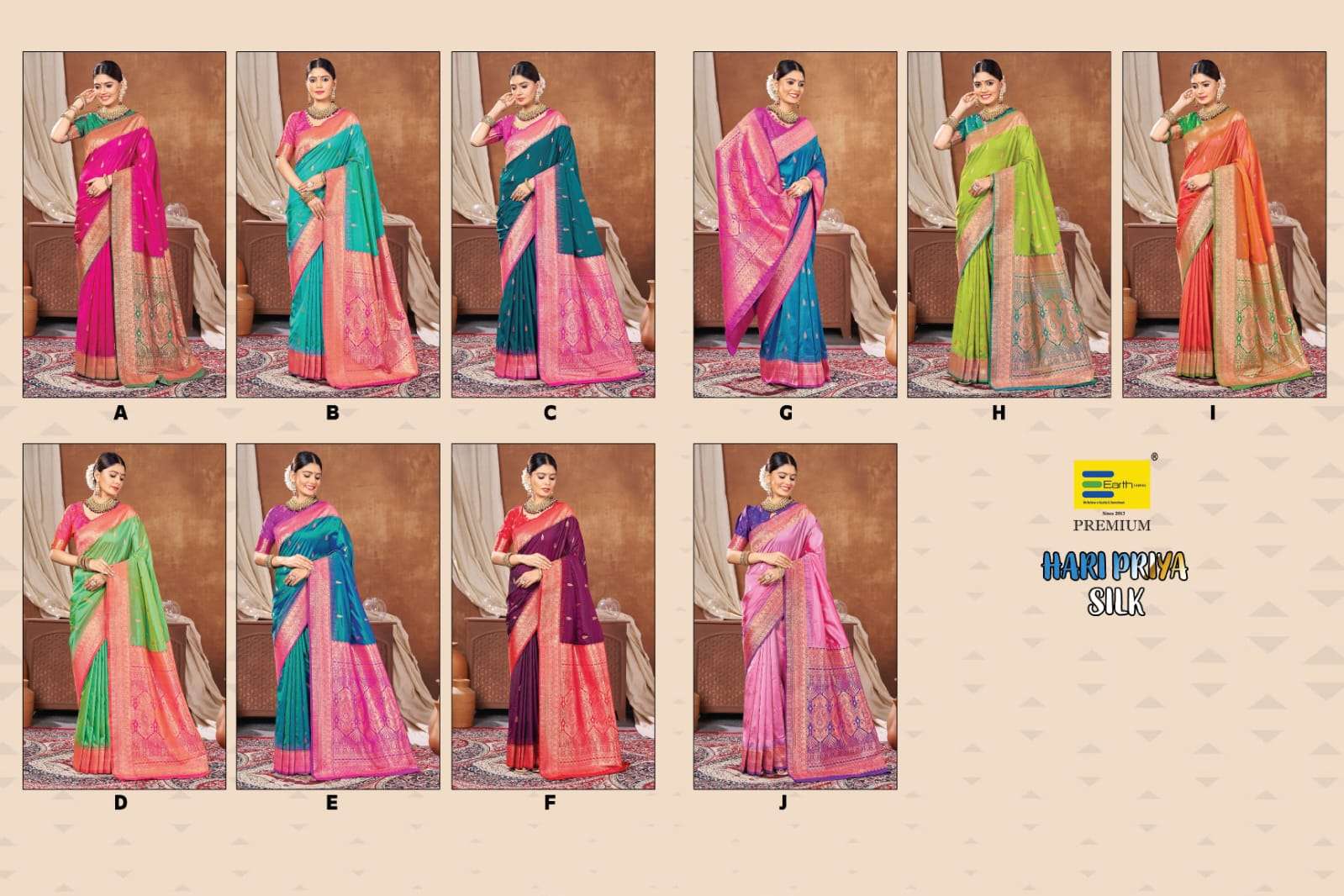 EARTH  FABRICS PRESENTS HARI PRIYA SILK FANCY SILK SAREES CATALOG WHOLESALER AND EXPORTER IN SURAT