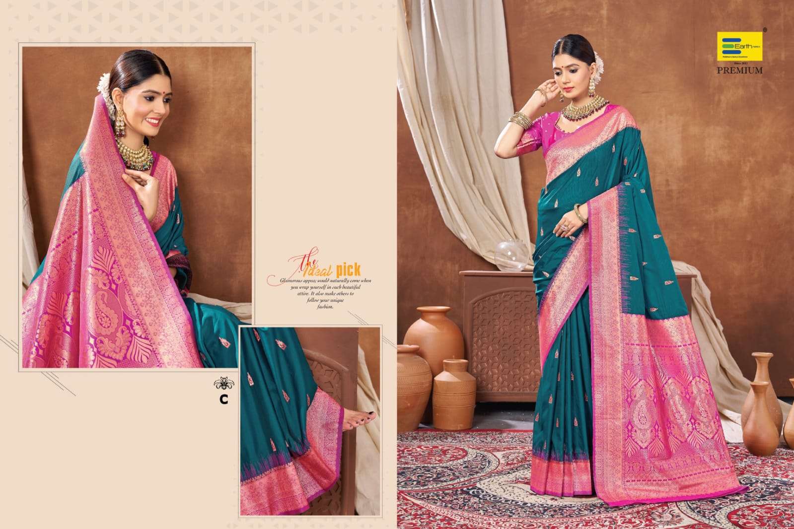 EARTH  FABRICS PRESENTS HARI PRIYA SILK FANCY SILK SAREES CATALOG WHOLESALER AND EXPORTER IN SURAT