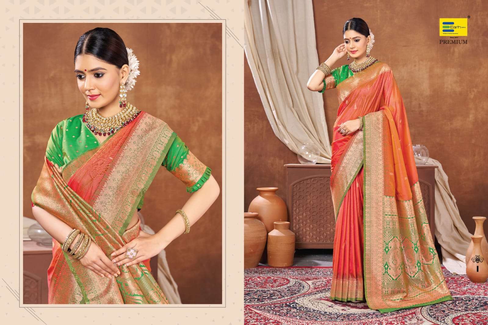 EARTH  FABRICS PRESENTS HARI PRIYA SILK FANCY SILK SAREES CATALOG WHOLESALER AND EXPORTER IN SURAT