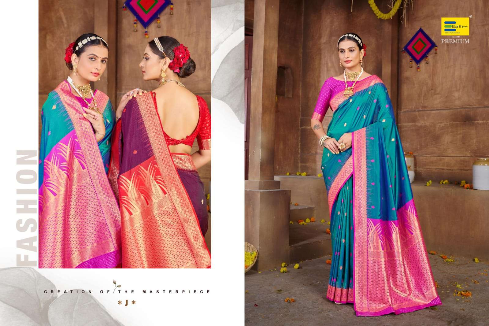 EARTH FABRICS PRESENTS JUGNOO SILK FANCY FUNCTION WEAR SOFT SILK SAREES CATALOG WHOLESALER AND EXPORTER IN SURAT