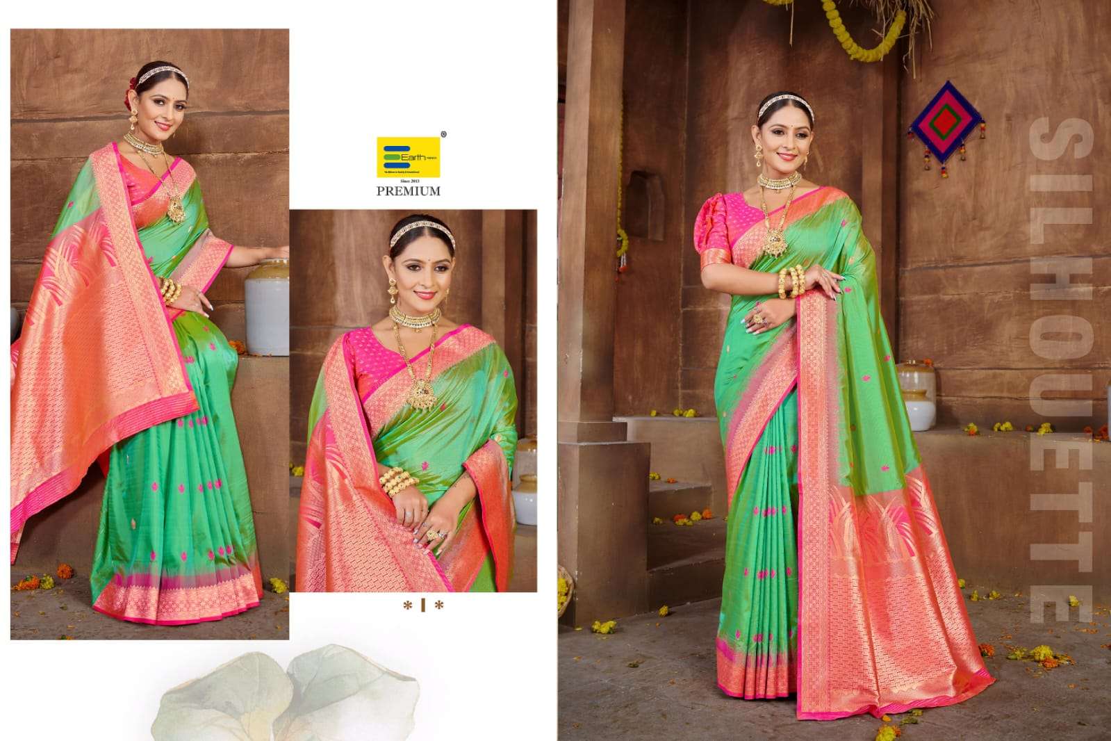 EARTH FABRICS PRESENTS JUGNOO SILK FANCY FUNCTION WEAR SOFT SILK SAREES CATALOG WHOLESALER AND EXPORTER IN SURAT