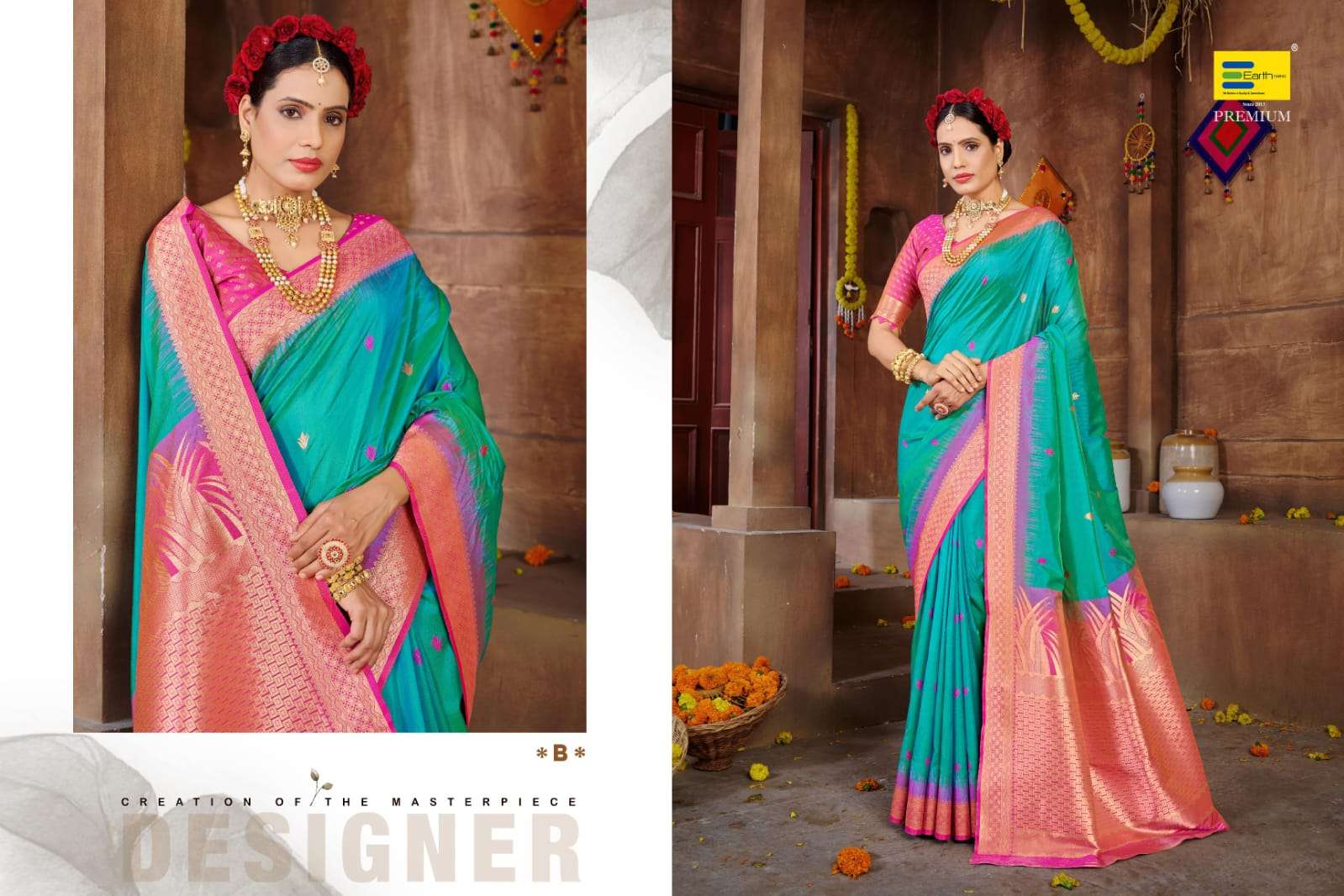 EARTH FABRICS PRESENTS JUGNOO SILK FANCY FUNCTION WEAR SOFT SILK SAREES CATALOG WHOLESALER AND EXPORTER IN SURAT