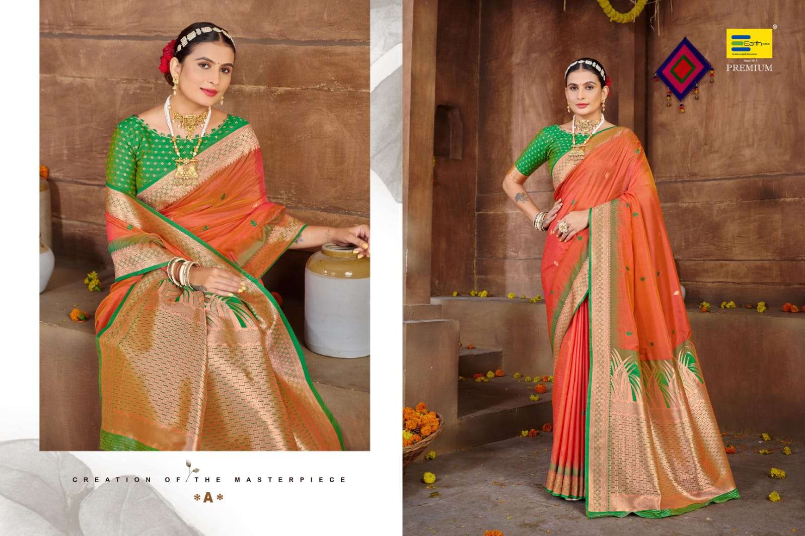 EARTH FABRICS PRESENTS JUGNOO SILK FANCY FUNCTION WEAR SOFT SILK SAREES CATALOG WHOLESALER AND EXPORTER IN SURAT