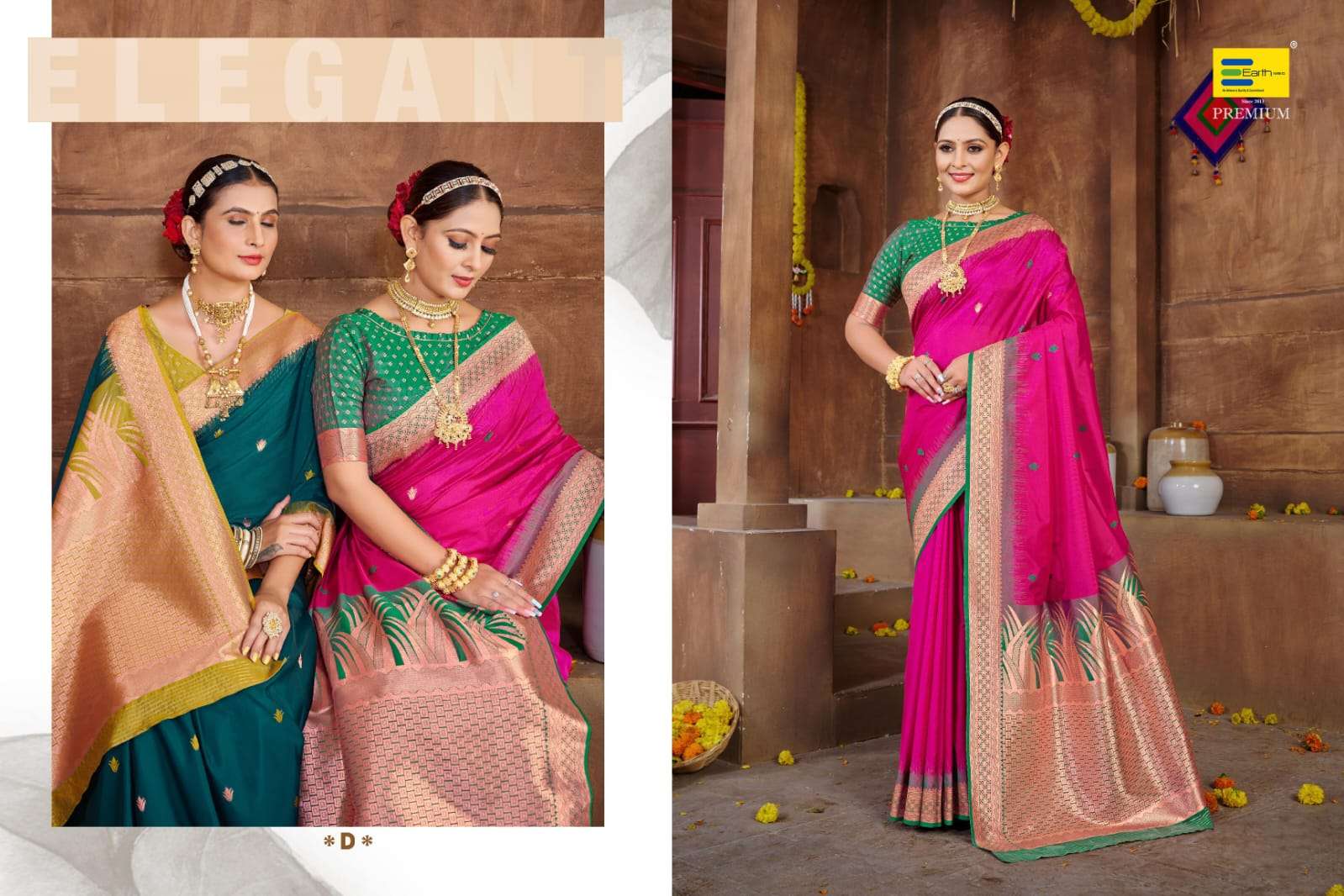 EARTH FABRICS PRESENTS JUGNOO SILK FANCY FUNCTION WEAR SOFT SILK SAREES CATALOG WHOLESALER AND EXPORTER IN SURAT