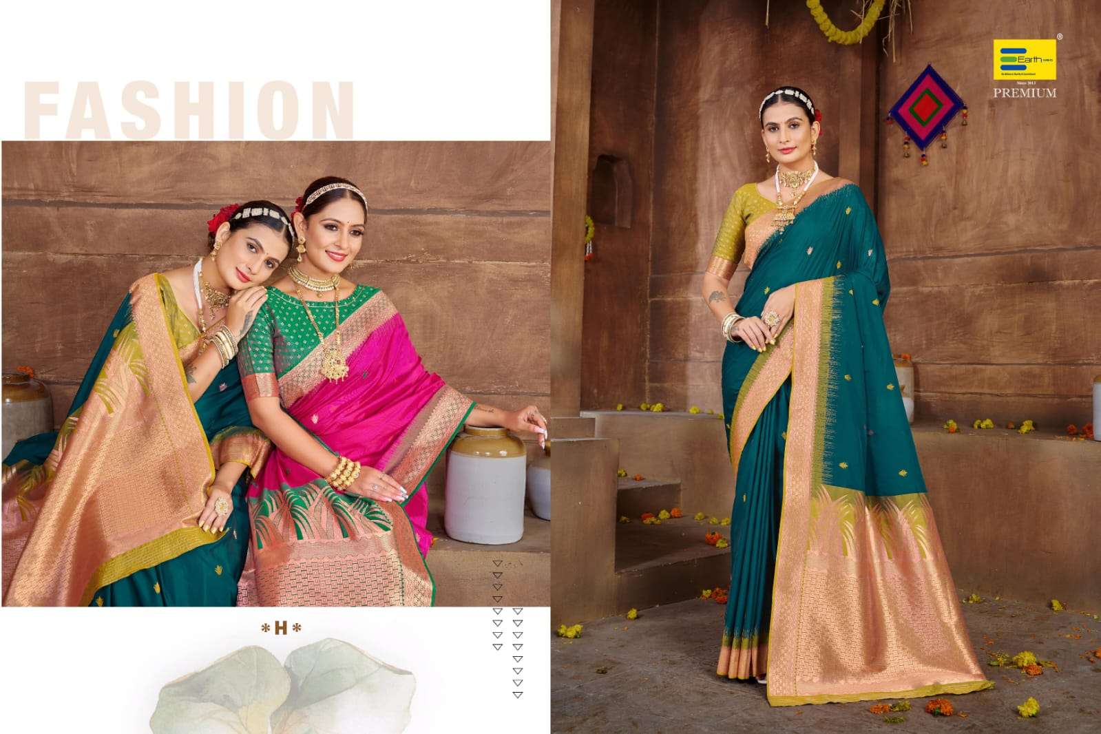 EARTH FABRICS PRESENTS JUGNOO SILK FANCY FUNCTION WEAR SOFT SILK SAREES CATALOG WHOLESALER AND EXPORTER IN SURAT