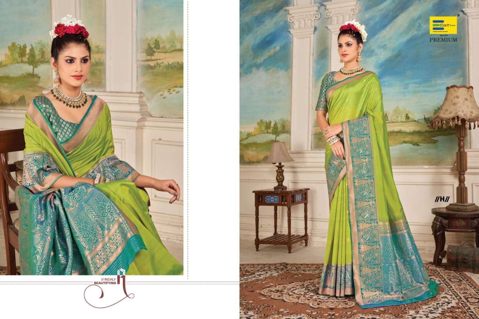 EARTH  FABRICS PRESENTS LAXMI SWAYAMVAR SILK FANCY SILK SAREES CATALOG WHOLESALER AND EXPORTER IN SURAT