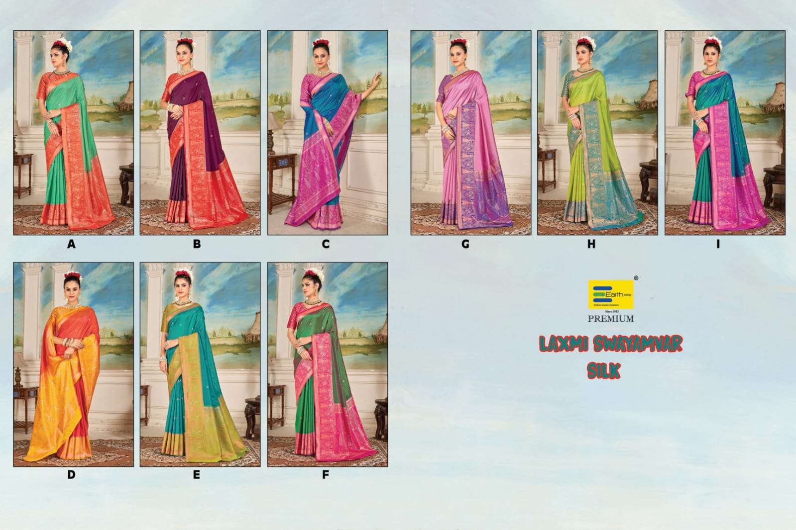EARTH  FABRICS PRESENTS LAXMI SWAYAMVAR SILK FANCY SILK SAREES CATALOG WHOLESALER AND EXPORTER IN SURAT
