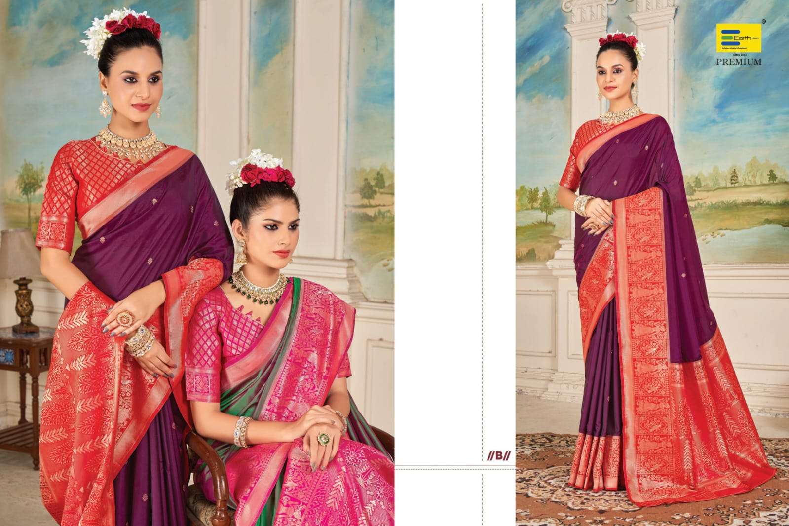 EARTH  FABRICS PRESENTS LAXMI SWAYAMVAR SILK FANCY SILK SAREES CATALOG WHOLESALER AND EXPORTER IN SURAT