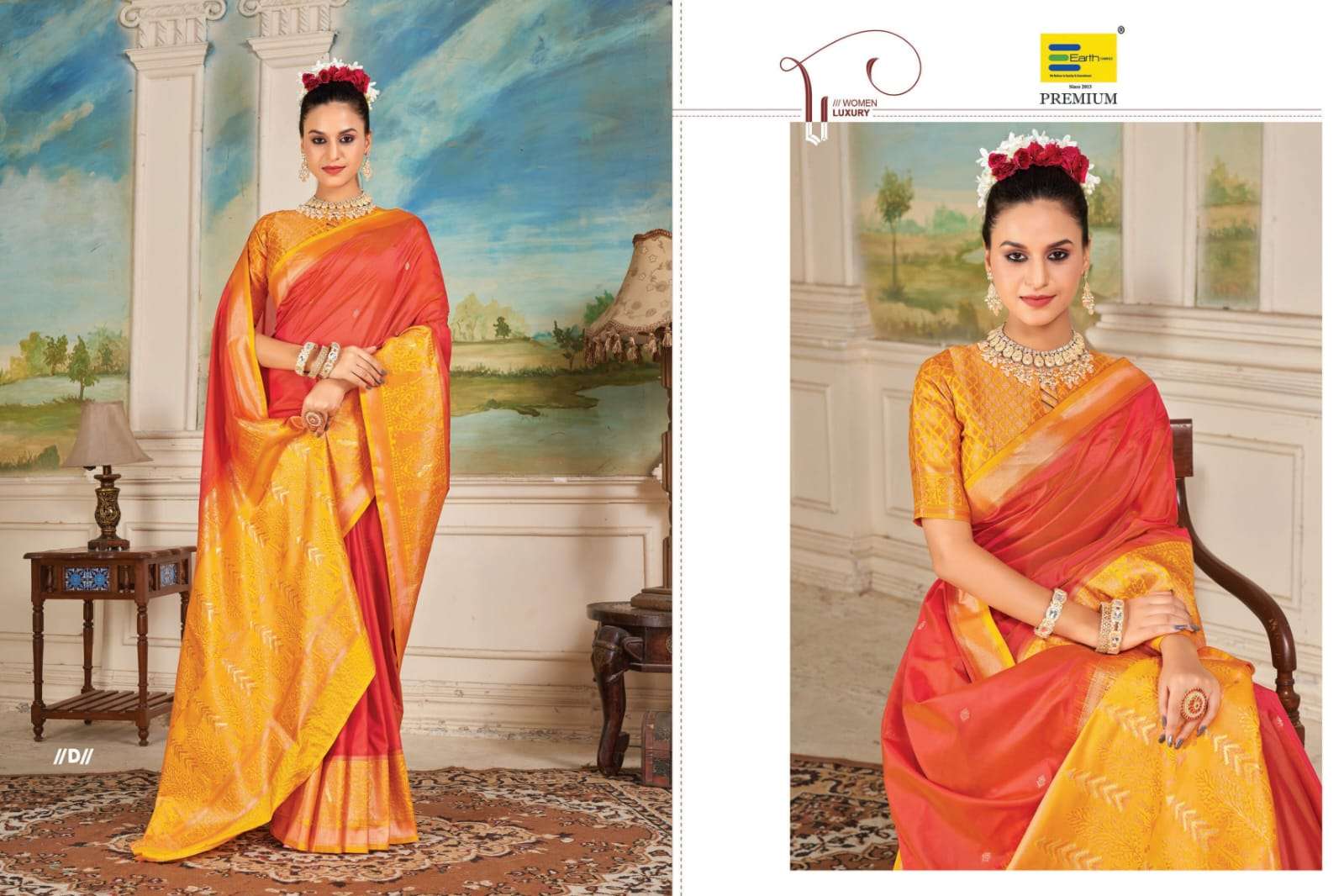 EARTH  FABRICS PRESENTS LAXMI SWAYAMVAR SILK FANCY SILK SAREES CATALOG WHOLESALER AND EXPORTER IN SURAT
