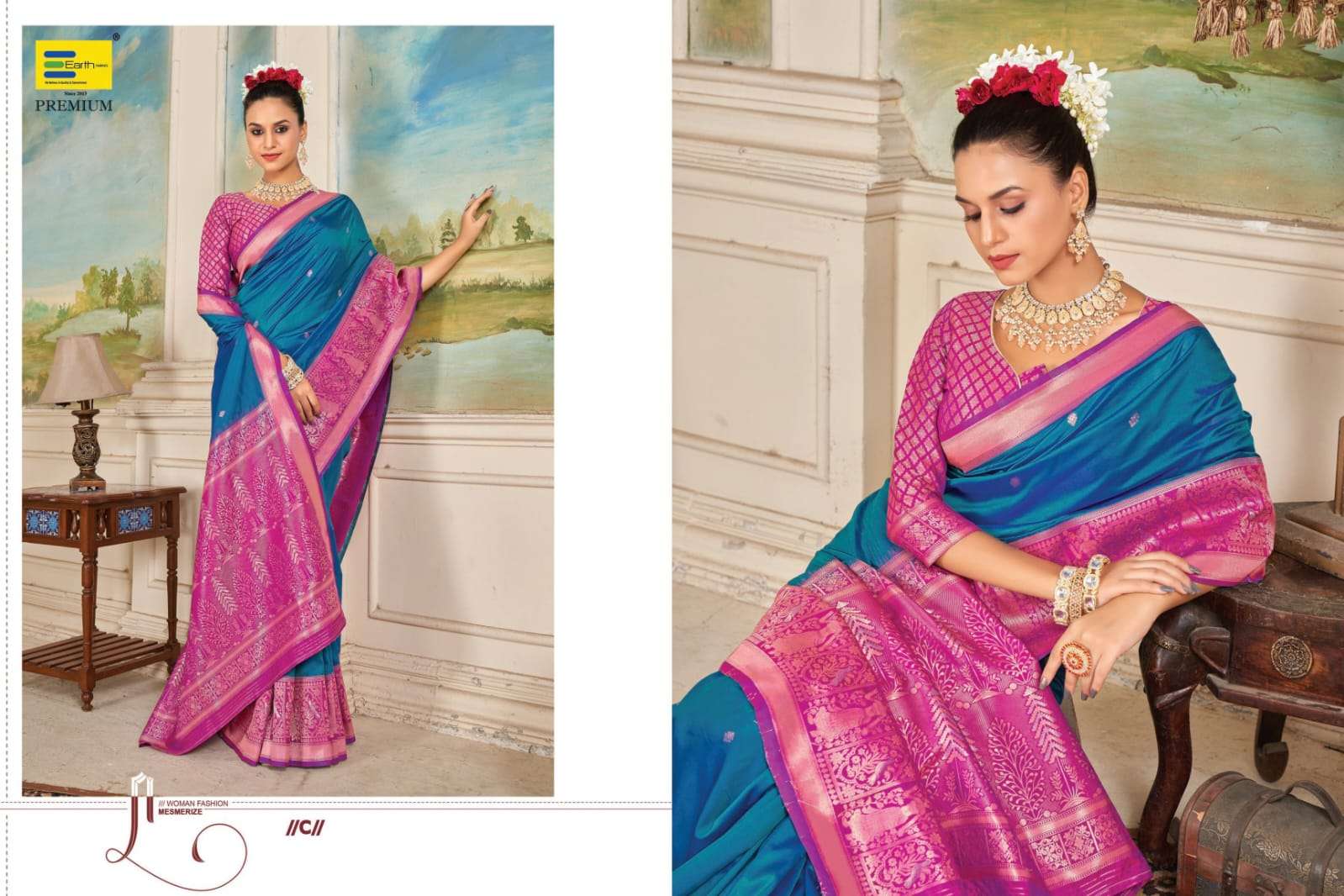 EARTH  FABRICS PRESENTS LAXMI SWAYAMVAR SILK FANCY SILK SAREES CATALOG WHOLESALER AND EXPORTER IN SURAT