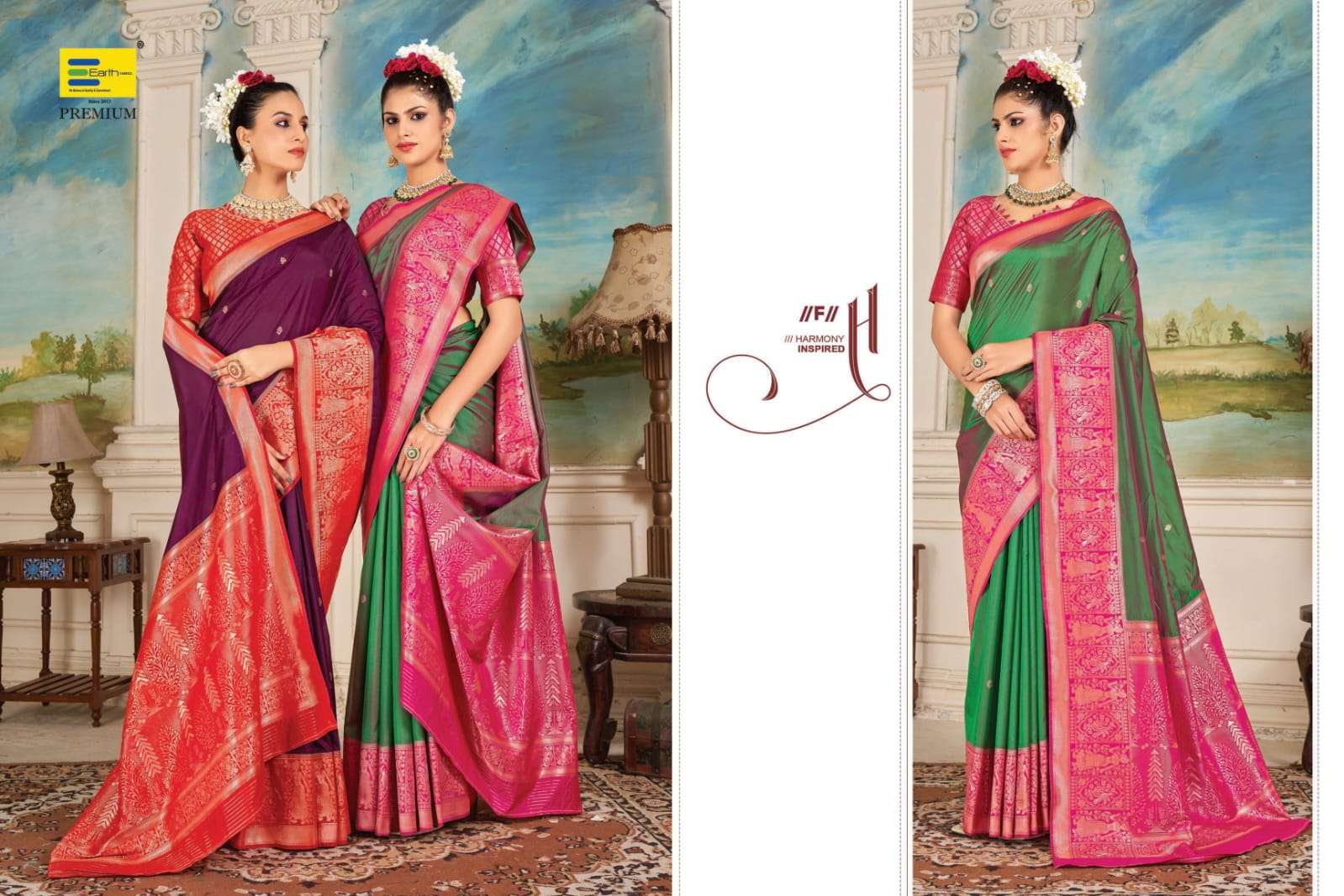 EARTH  FABRICS PRESENTS LAXMI SWAYAMVAR SILK FANCY SILK SAREES CATALOG WHOLESALER AND EXPORTER IN SURAT