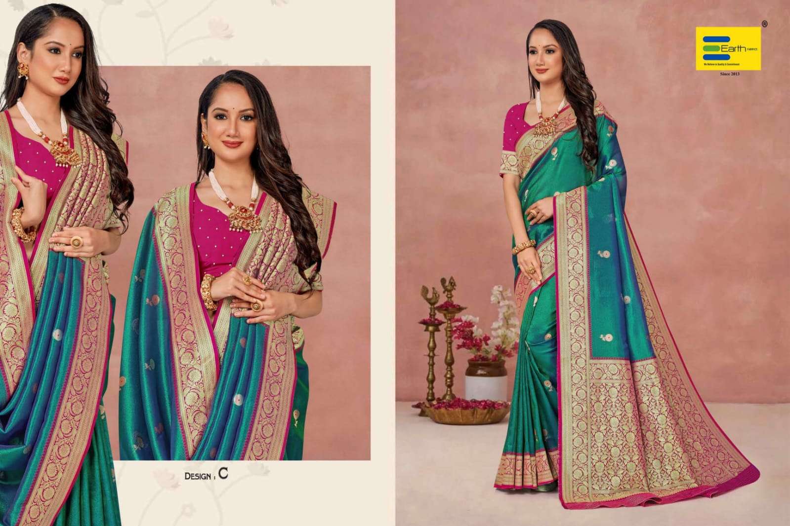 EARTH FABRICS PRESENTS OZAL FANCY SOFT SILK SAREES CATALOG WHOLESALER AND EXPORTER IN SURAT