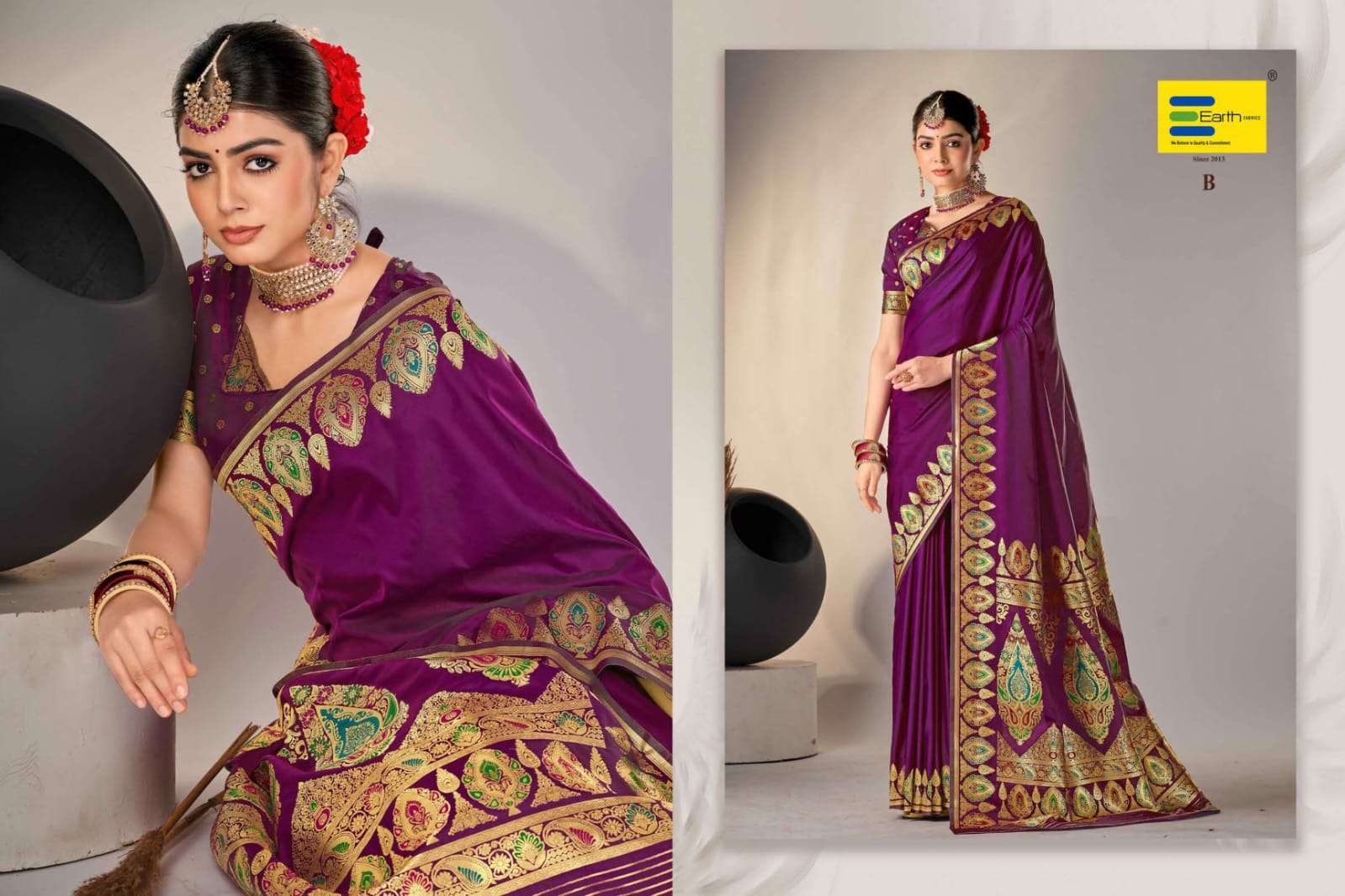 EARTH FABRICS PRESENTS PARAMPARA VOL-2 FANCY SOFT SILK SAREES CATALOG WHOLESALER AND EXPORTER IN SURAT