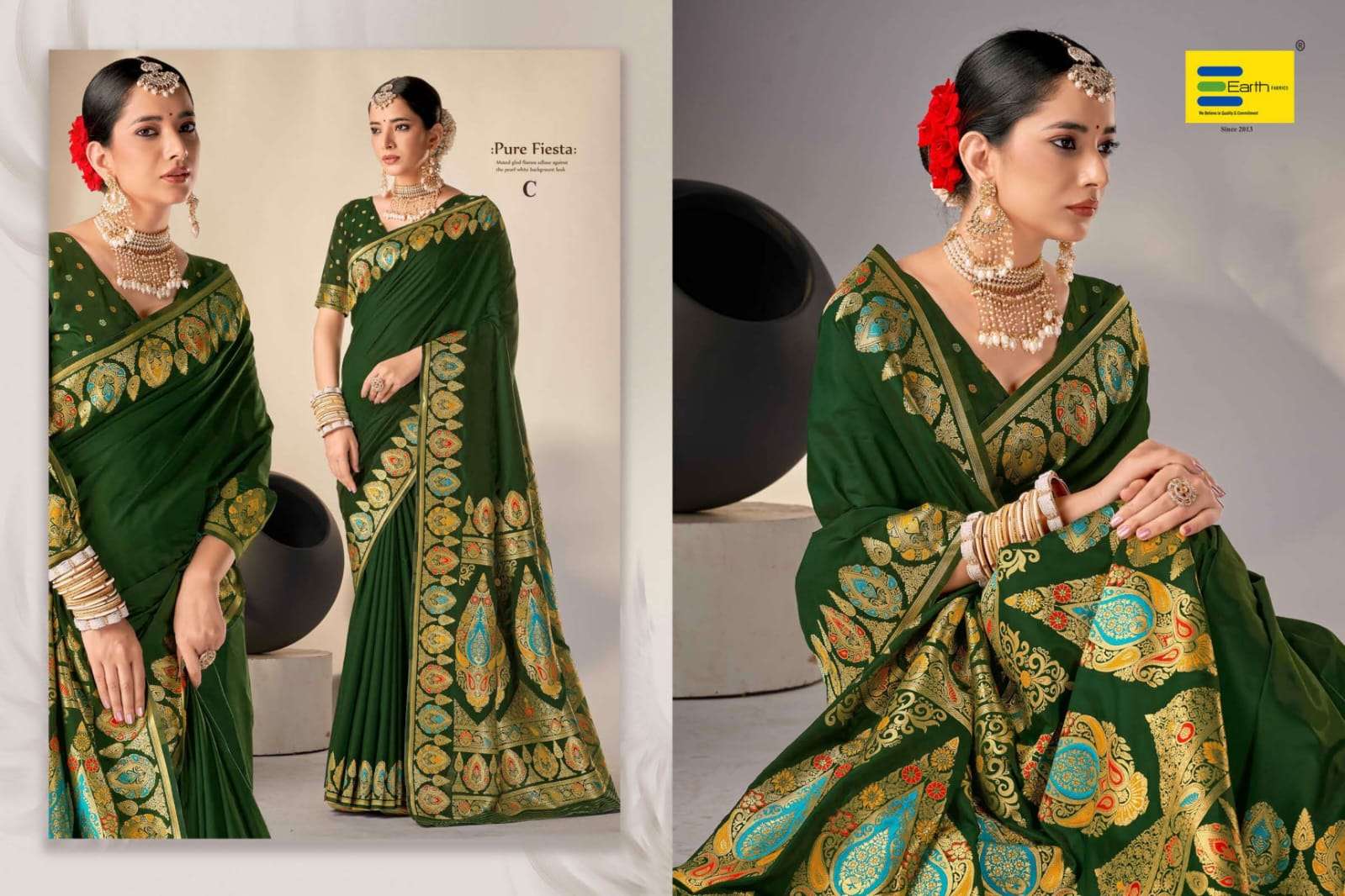 EARTH FABRICS PRESENTS PARAMPARA VOL-2 FANCY SOFT SILK SAREES CATALOG WHOLESALER AND EXPORTER IN SURAT