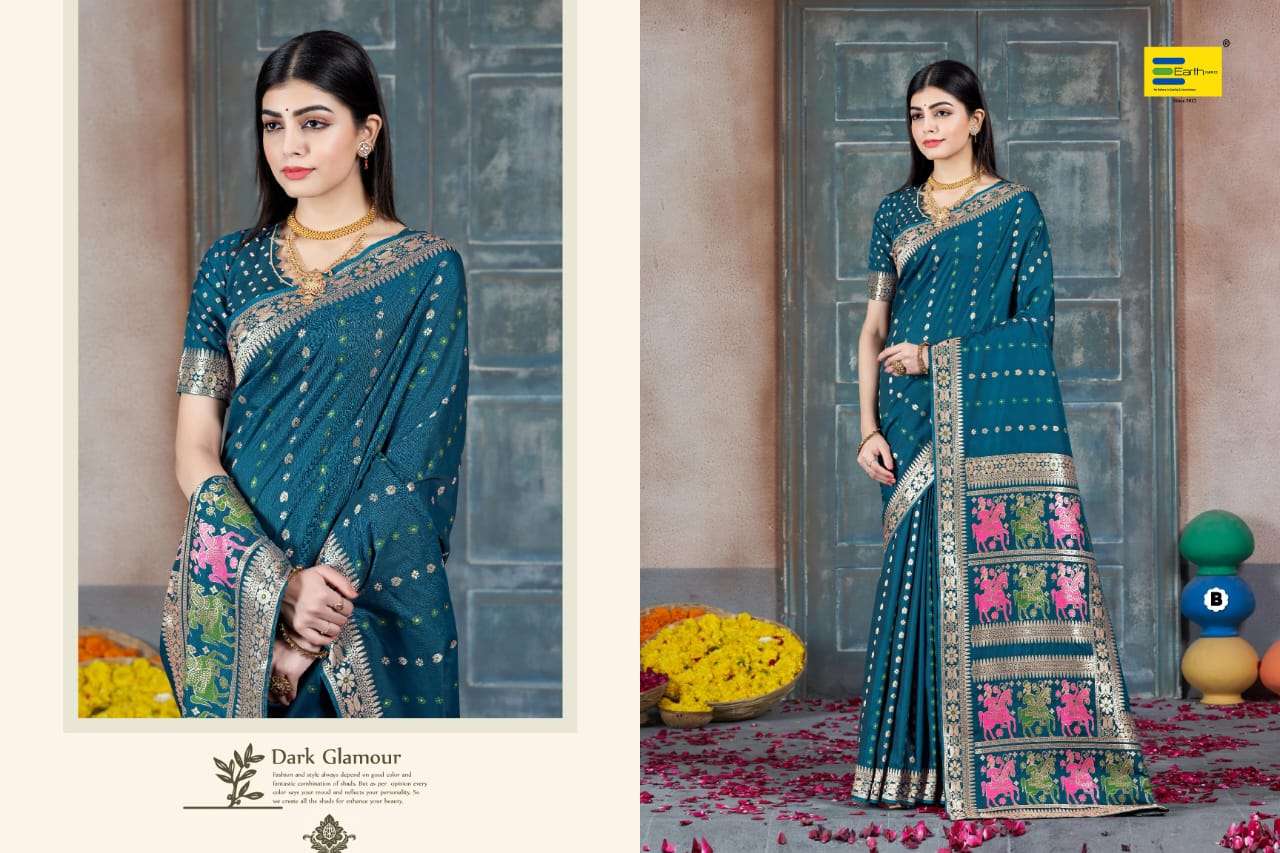 EARTH FABRICS PRESENTS SAVLI VOL-1 FANCY SOFT SILK SAREES CATALOG WHOLESALER AND EXPORTER IN SURAT