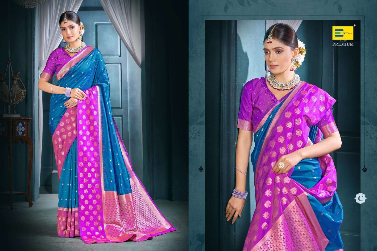 EARTH FABRICS PRESENTS SHRIVALLI SILK FANCY SILK SAREES CATALOG WHOLESALER AND EXPORTER IN SURAT