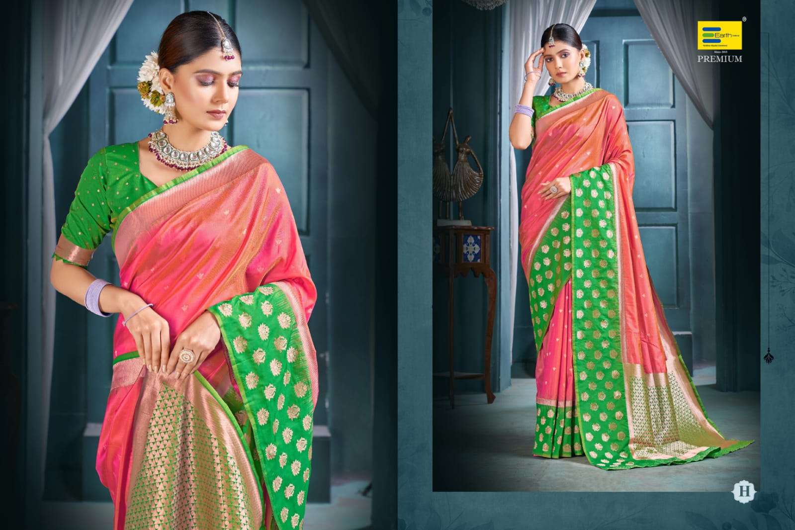 EARTH FABRICS PRESENTS SHRIVALLI SILK FANCY SILK SAREES CATALOG WHOLESALER AND EXPORTER IN SURAT