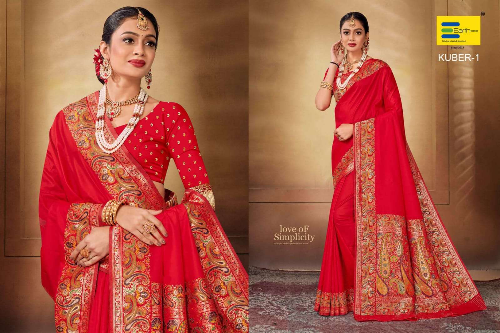 EARTH FABRICS PRESENTS SUHAGAN RED SPECIAL FANCY SOFT SILK SAREES CATALOG WHOLESALER AND EXPORTER IN SURAT