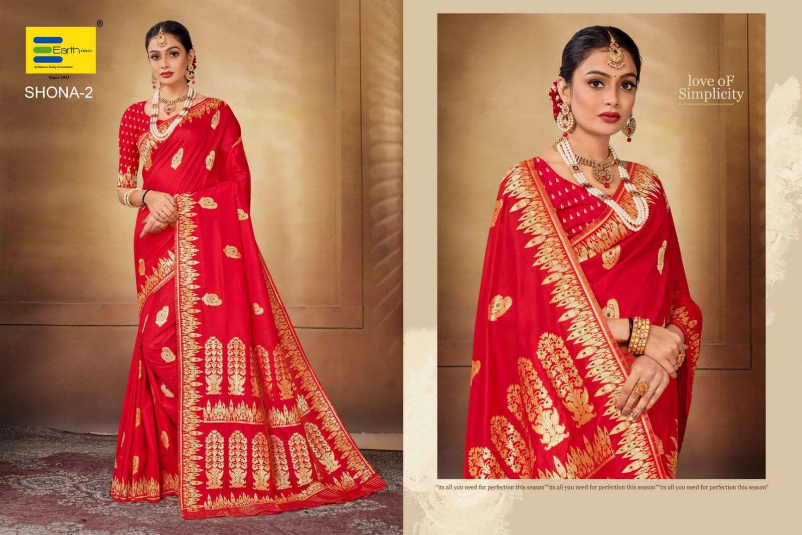 EARTH FABRICS PRESENTS SUHAGAN RED SPECIAL FANCY SOFT SILK SAREES CATALOG WHOLESALER AND EXPORTER IN SURAT