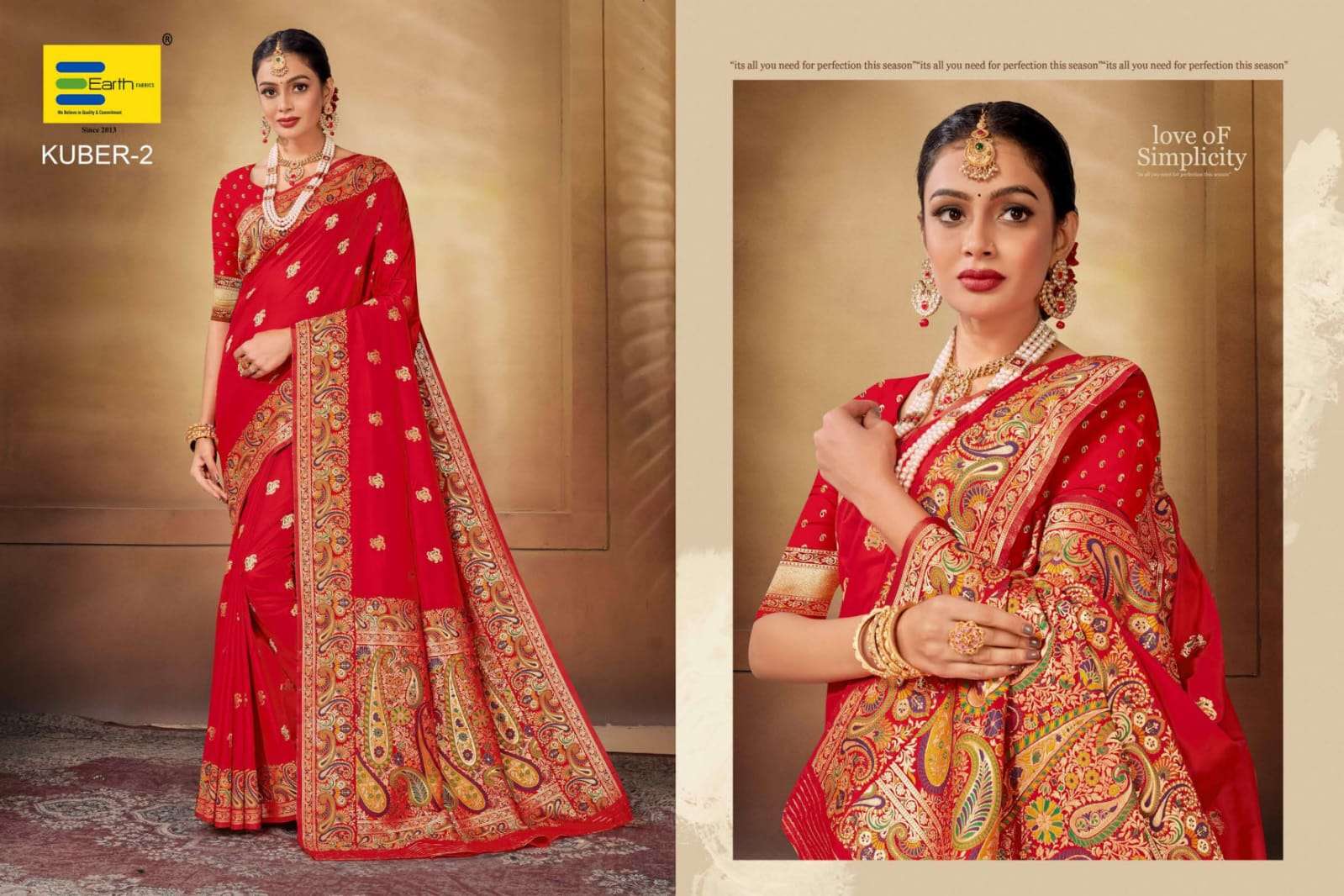 EARTH FABRICS PRESENTS SUHAGAN RED SPECIAL FANCY SOFT SILK SAREES CATALOG WHOLESALER AND EXPORTER IN SURAT