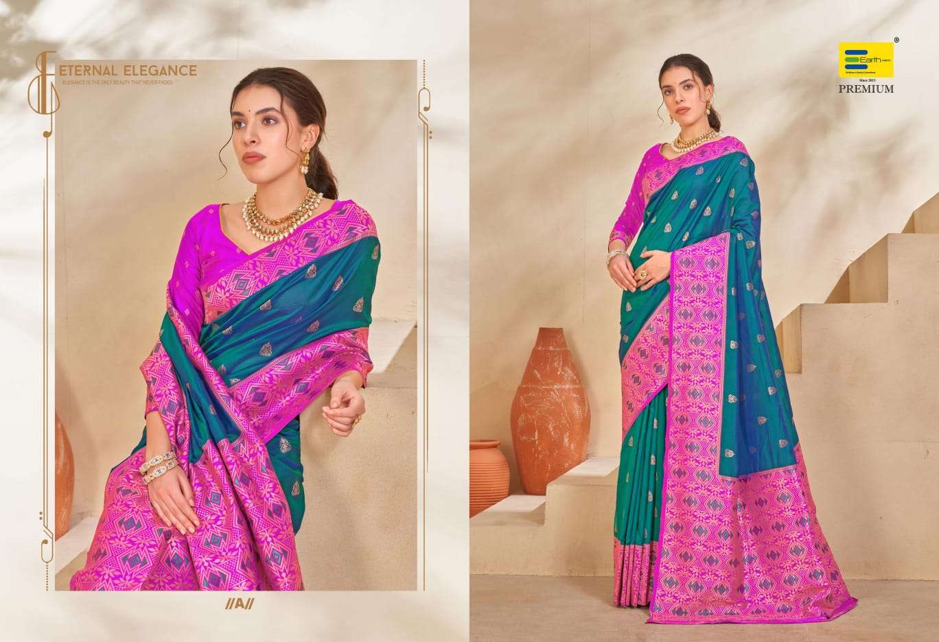 EARTH  FABRICS PRESENTS SUNDHA SILK FANCY SILK SAREES CATALOG WHOLESALER AND EXPORTER IN SURAT