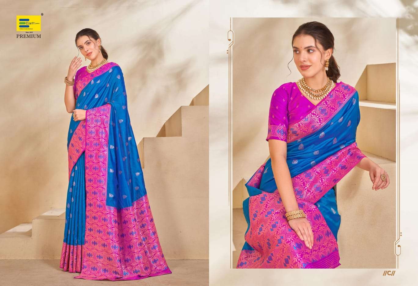 EARTH  FABRICS PRESENTS SUNDHA SILK FANCY SILK SAREES CATALOG WHOLESALER AND EXPORTER IN SURAT