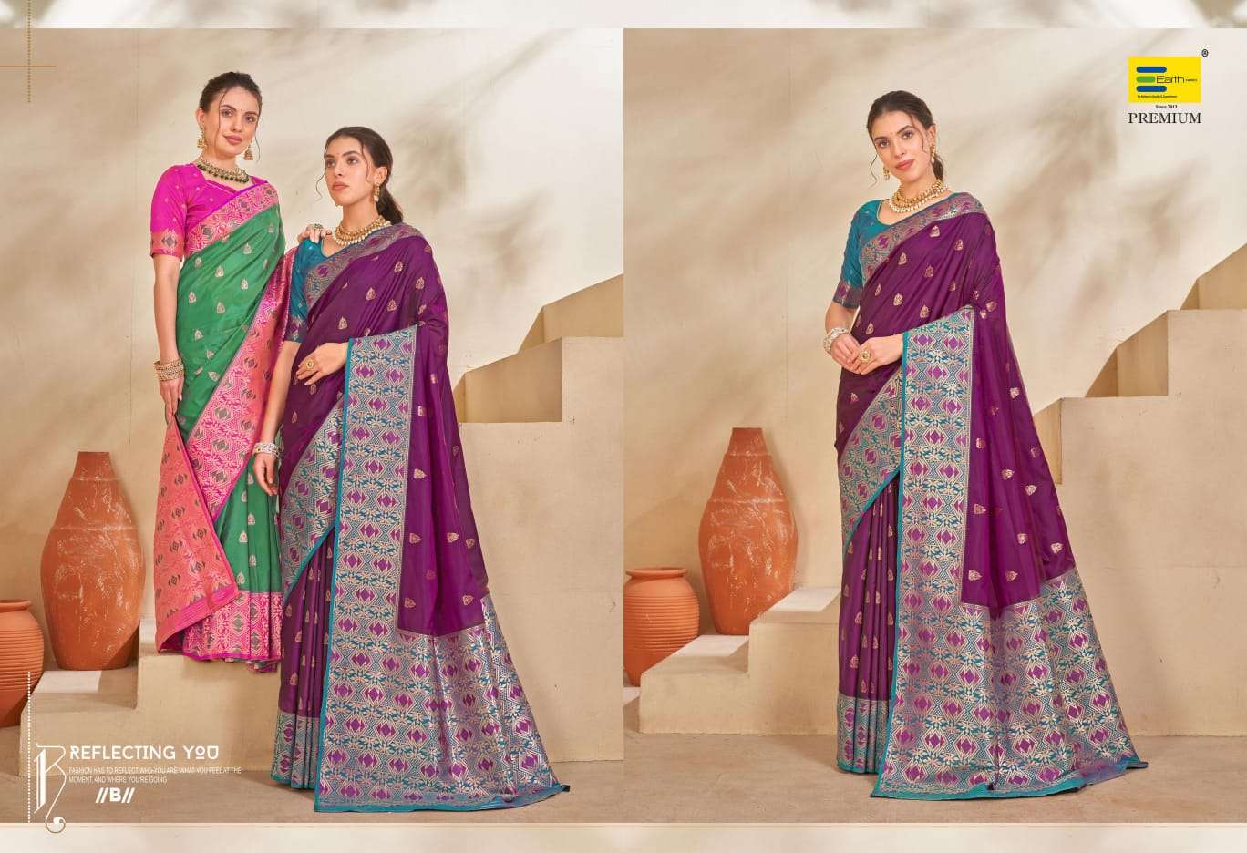 EARTH  FABRICS PRESENTS SUNDHA SILK FANCY SILK SAREES CATALOG WHOLESALER AND EXPORTER IN SURAT