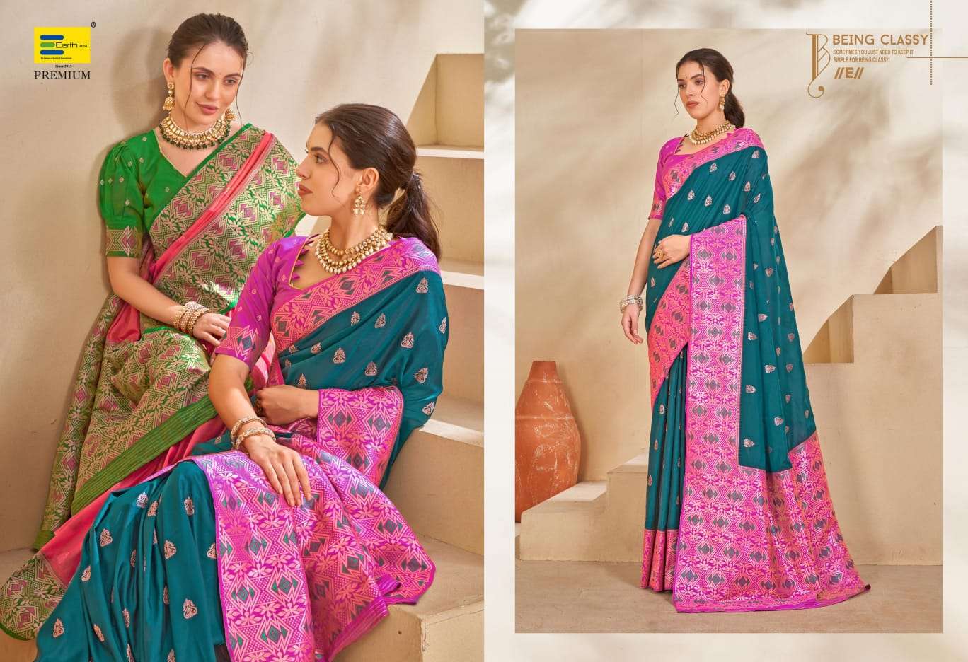 EARTH  FABRICS PRESENTS SUNDHA SILK FANCY SILK SAREES CATALOG WHOLESALER AND EXPORTER IN SURAT