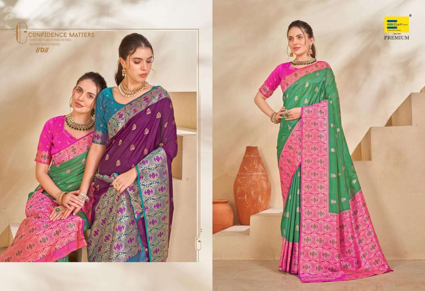 EARTH  FABRICS PRESENTS SUNDHA SILK FANCY SILK SAREES CATALOG WHOLESALER AND EXPORTER IN SURAT