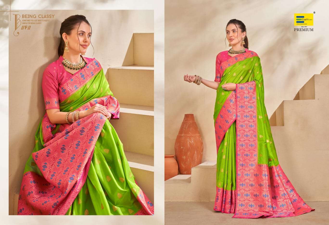 EARTH  FABRICS PRESENTS SUNDHA SILK FANCY SILK SAREES CATALOG WHOLESALER AND EXPORTER IN SURAT