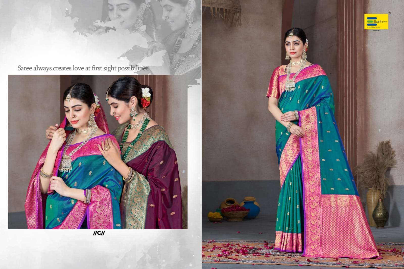EARTH  FABRICS PRESENTS VEDIKA SILK FANCY SILK SAREES CATALOG WHOLESALER AND EXPORTER IN SURAT