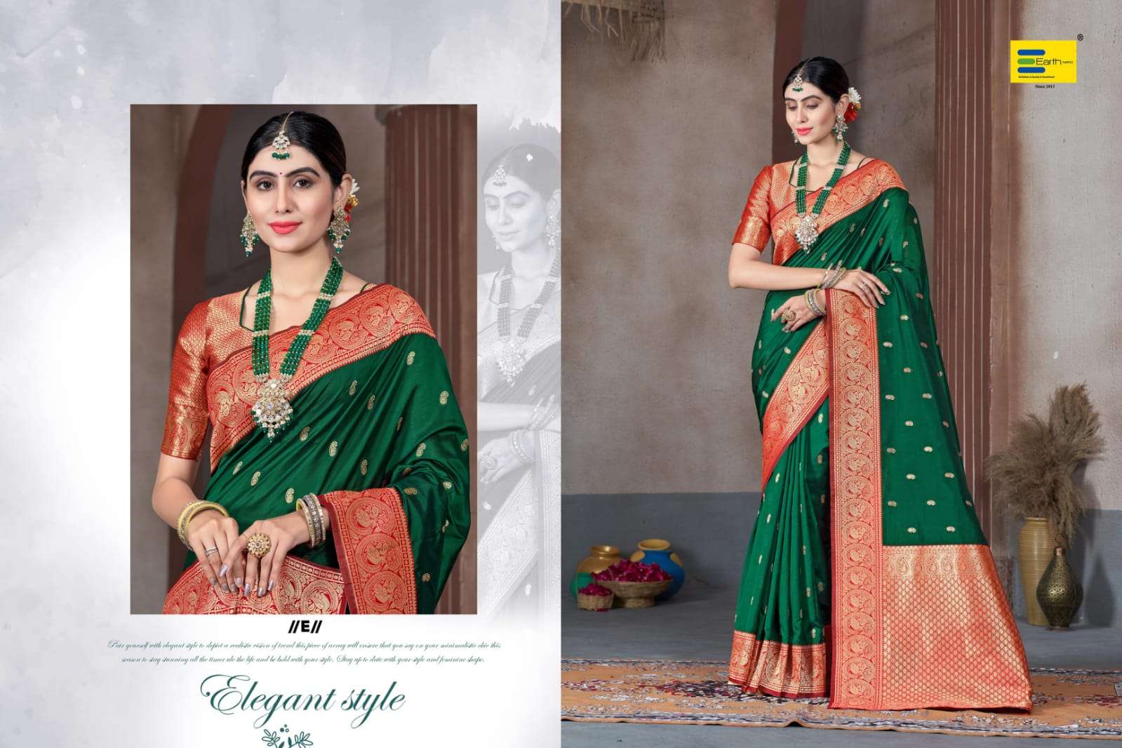 EARTH  FABRICS PRESENTS VEDIKA SILK FANCY SILK SAREES CATALOG WHOLESALER AND EXPORTER IN SURAT