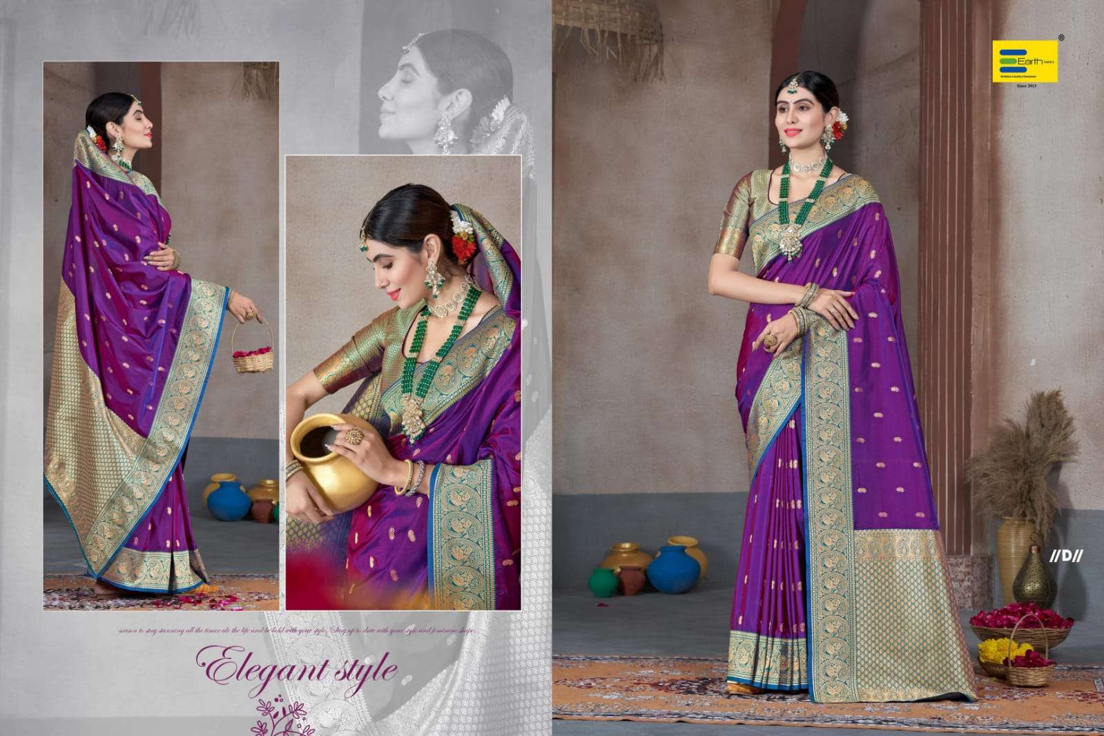 EARTH  FABRICS PRESENTS VEDIKA SILK FANCY SILK SAREES CATALOG WHOLESALER AND EXPORTER IN SURAT