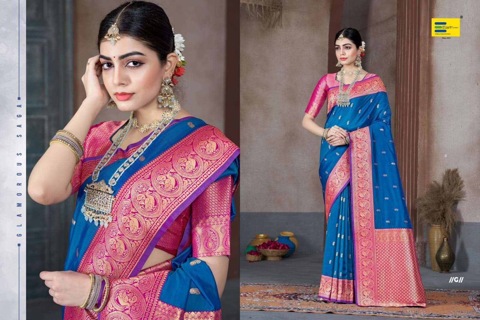 EARTH  FABRICS PRESENTS VEDIKA SILK FANCY SILK SAREES CATALOG WHOLESALER AND EXPORTER IN SURAT