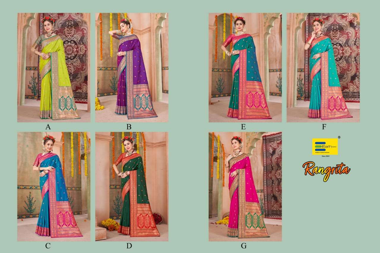 EARTH FABRICS RANGRITA PRESENTS FANCY SOFT SILK SAREES CATALOG WHOLESALER AND EXPORTER IN SURAT
