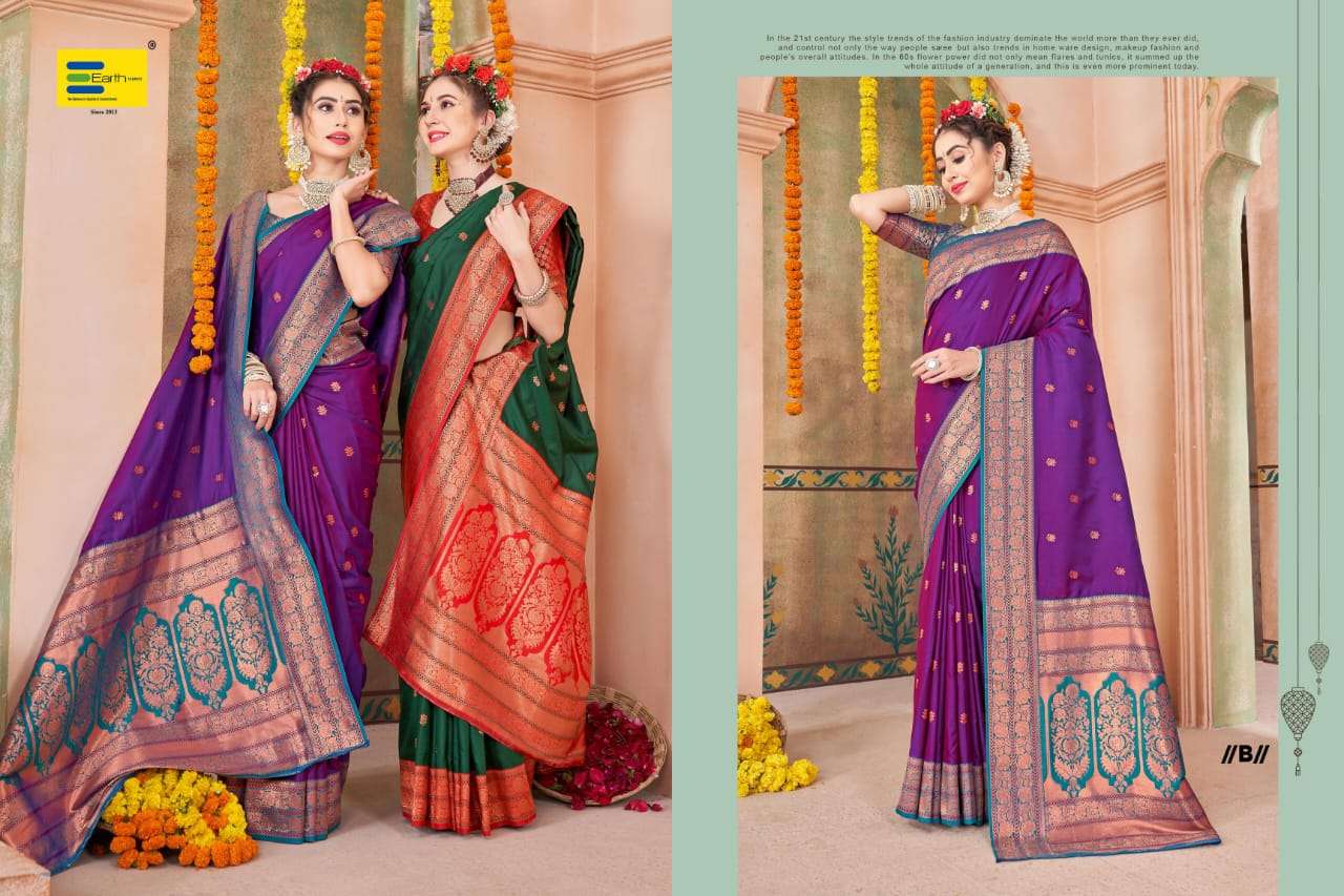 EARTH FABRICS RANGRITA PRESENTS FANCY SOFT SILK SAREES CATALOG WHOLESALER AND EXPORTER IN SURAT
