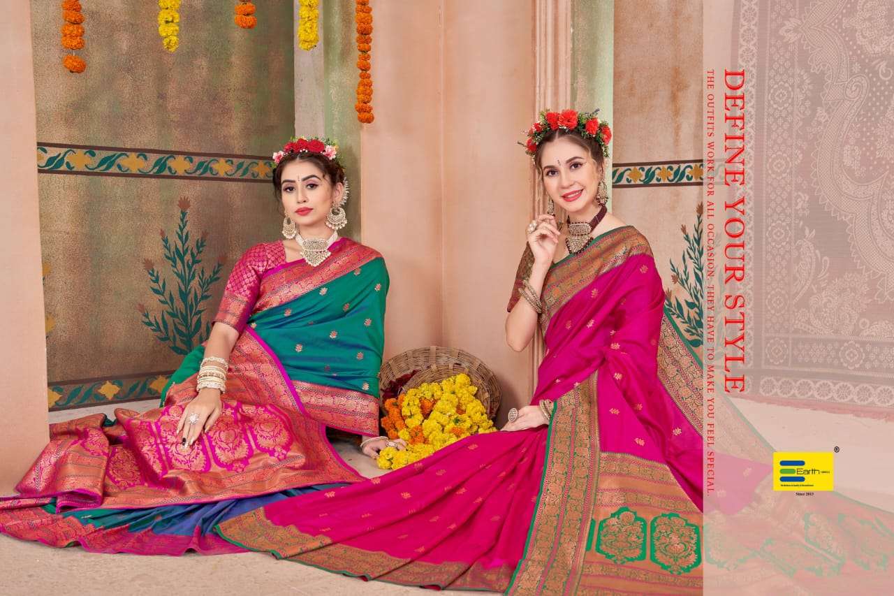 EARTH FABRICS RANGRITA PRESENTS FANCY SOFT SILK SAREES CATALOG WHOLESALER AND EXPORTER IN SURAT