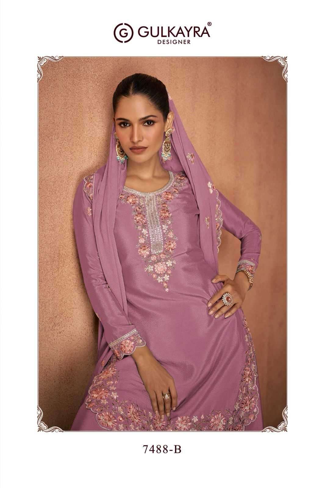 GULKAYRA DESIGNER PRESENTS ELVIRA CHINON EXCLUSIVE FULL STITCH PLAZZO STYLE 3PCS DRESS CATALOG WHOLESALER AND EXPORTER IN SURAT